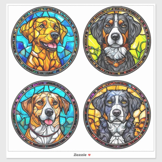 Verschiedene Hunde aus festem Glas Aufkleber (Blatt)