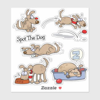 Verschiedene Hunde mit lustigen Cartoons mit Hunde Aufkleber
