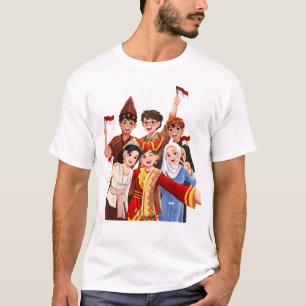 Verschiedene indonesische Menschen machen Selfies T-Shirt