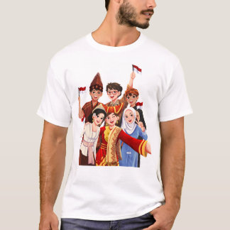 Verschiedene indonesische Menschen machen Selfies  T-Shirt