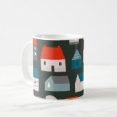 Verschiedene kleine Häuser. Papierschnitt Flat d Kaffeetasse (Vorderseite Links)