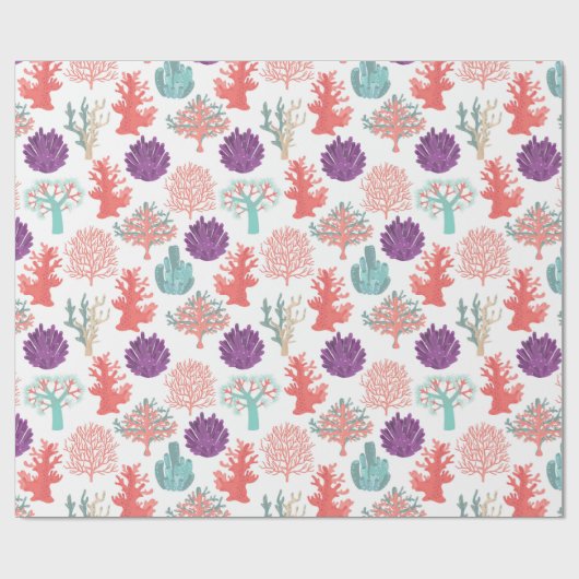 Verschiedene Korallen Tiefsee-Pflanze Muster Geschenkpapier (Flach)