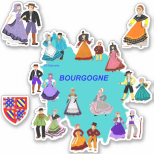 Verschiedene Kostüme von Burgund, Frankreich Aufkleber