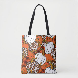 Verschiedene Kürbis. Leopard, orange, weiß und bu Tasche