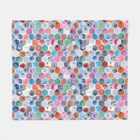 Verschiedene marmorierte Hexagons Fleecedecke (Vorderseite (Horizontal))