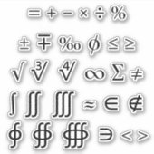 Verschiedene mathematische Symbole und Operatoren Aufkleber (Vorderseite)