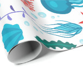 Verschiedene Meereslebewesen und Tiere, farbige Ab Geschenkpapier (Rolleneckpunkt)