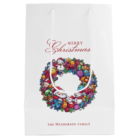 Verschiedene Motive Frohe Weihnachten Individuelle Mittlere Geschenktüte (Rückseite)