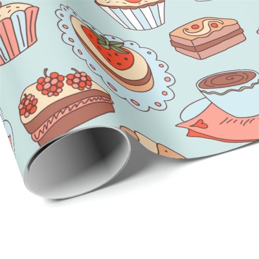 Verschiedene Nachspeisen Geschenkpapier (Rolleneckpunkt)