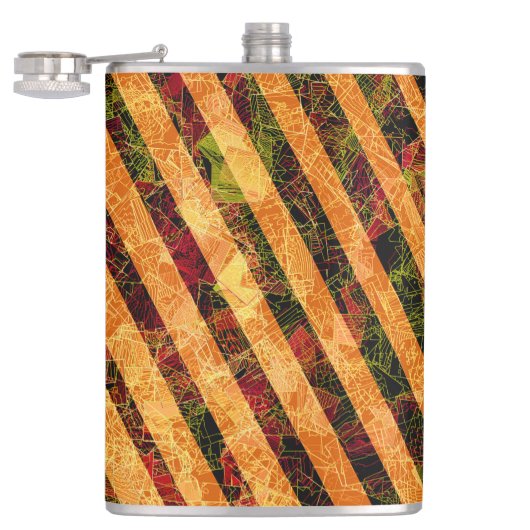 Verschiedene orangefarbene Streifen, gekratzte kle Flachmann (Geöffnet)