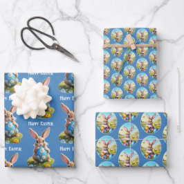 Verschiedene Osterhausen -  Geschenkpapier Set