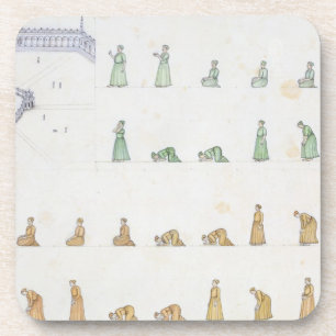 Verschiedene Positionen des Körpers während des Getränkeuntersetzer