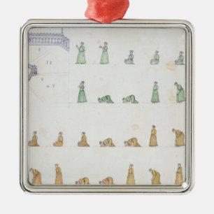 Verschiedene Positionen des Körpers während des Ornament Aus Metall