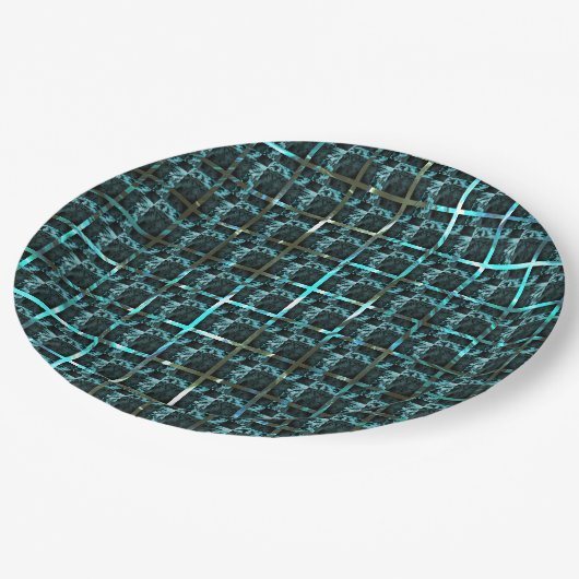 Verschiedene Schach, Quadrate oder Bild im Raster? Pappteller (Schrägansicht)