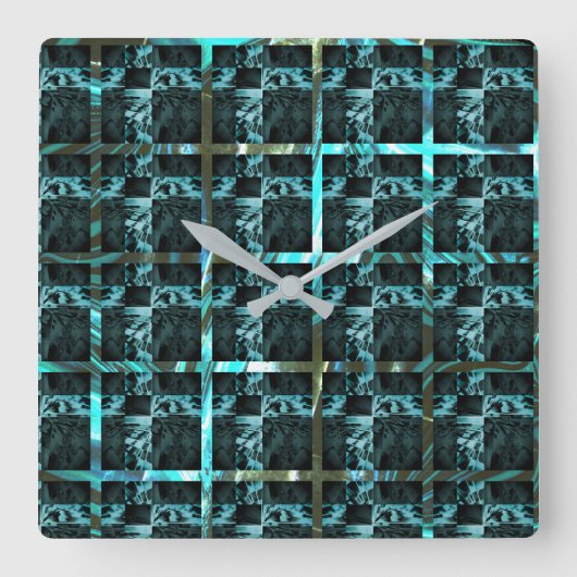 Verschiedene Schach, Quadrate oder Bild im Raster? Quadratische Wanduhr (Vorderseite)