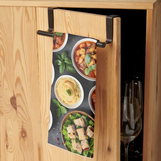 Verschiedene Speisen Geschirrtuch (Drittel gefaltet)