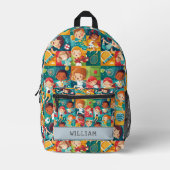 Verschiedene Sportarten lebten farbenfrohe Kinder Bedruckter Rucksack (Vorderseite)