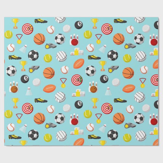 Verschiedene Sportelemente sind farbenfroh Geschenkpapier (Flach)