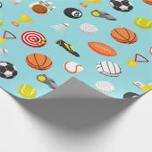 Verschiedene Sportelemente sind farbenfroh Geschenkpapier (Ecke)