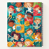 Verschiedene sportliche Süße Figuren zurück zur Sc Notizblock (Rückseite)