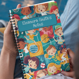 Verschiedene sportliche Süße Figuren zurück zur Sc Notizblock