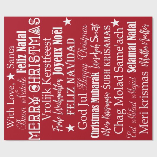 Verschiedene Sprachen von frohen Weihnachten Geschenkpapier (Flach)
