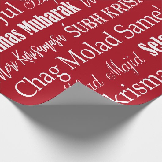Verschiedene Sprachen von frohen Weihnachten Geschenkpapier (Ecke)