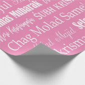 Verschiedene Sprachen von frohen Weihnachten Rosa Geschenkpapier (Ecke)