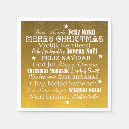 Verschiedene Sprachen von frohen Weihnachten Serviette (Vorderseite)