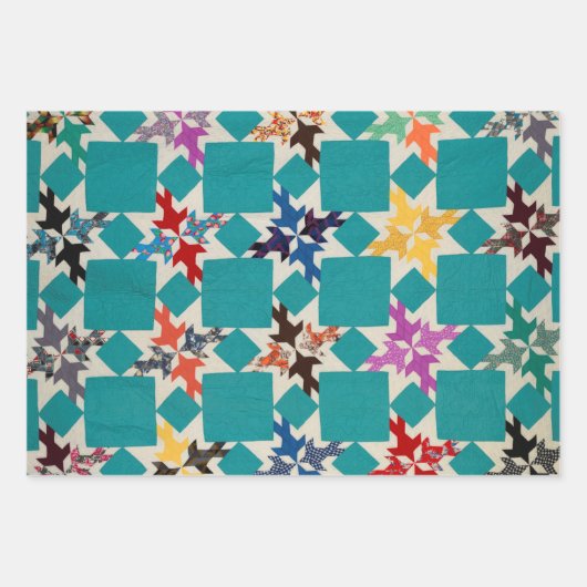 Verschiedene Steppdesigns Geschenkpapier Set (Vorderseite)