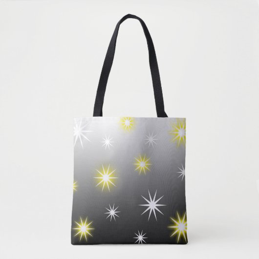 Verschiedene Sterne Shine auf Black Gray Tasche (Vorderseite)