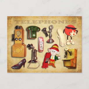 Verschiedene Telefone - Vintage und Modern Postkarte
