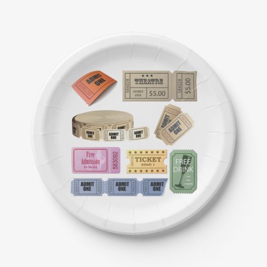Verschiedene Tickets Pappteller (Vorderseite)