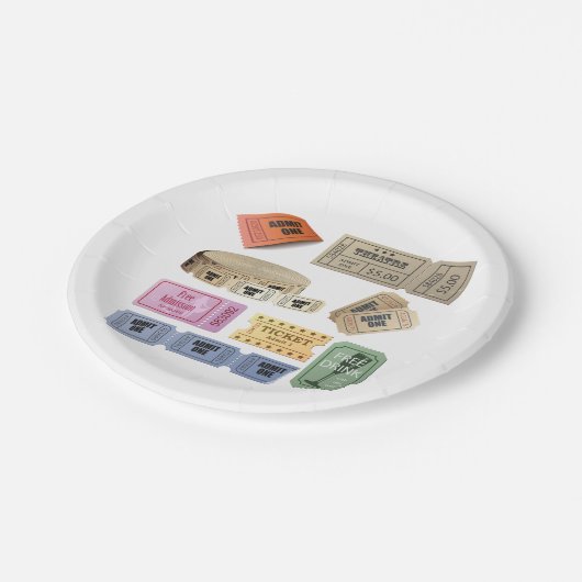 Verschiedene Tickets Pappteller (Schrägansicht)