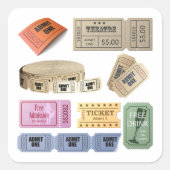 Verschiedene Tickets Quadratischer Aufkleber (Vorderseite)
