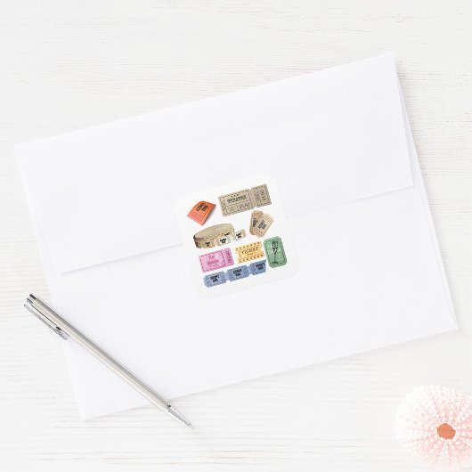 Verschiedene Tickets Quadratischer Aufkleber