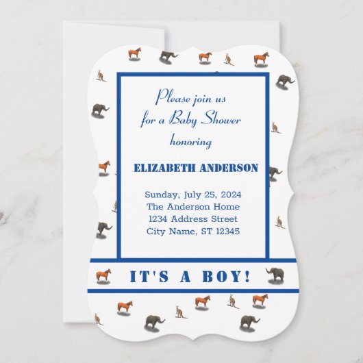 Verschiedene Tiere als Aufforderung Einladung (Vorderseite)