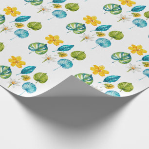 Verschiedene tropische Blume Blätter Geschenkpapier