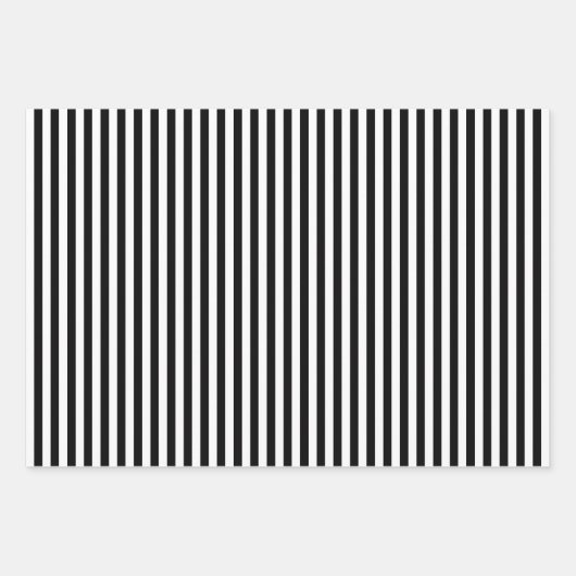 Verschiedene vertikale Streifen in Schwarz und Wei Geschenkpapier Set (Vorderseite 3)