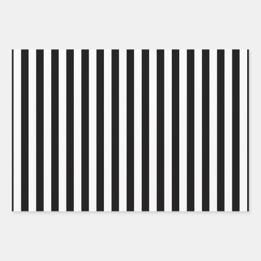 Verschiedene vertikale Streifen in Schwarz und Wei Geschenkpapier Set (Vorderseite 2)