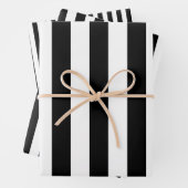 Verschiedene vertikale Streifen in Schwarz und Wei Geschenkpapier Set (Beispiel)