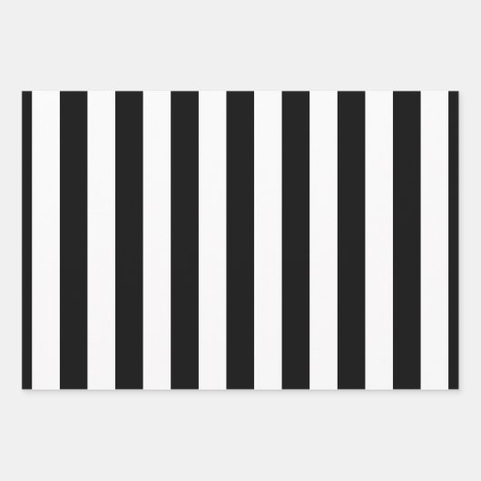 Verschiedene vertikale Streifen in Schwarz und Wei Geschenkpapier Set (Vorderseite)