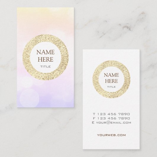 Verschiedene vertikale Visitenkarte aus Gold-Seque (Vorne/Hinten)