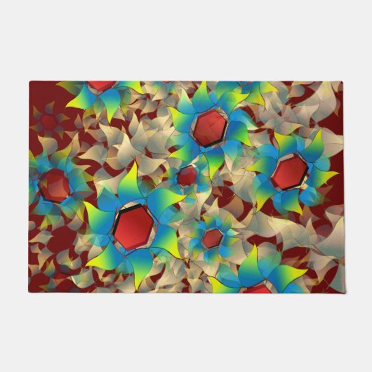 Verschiedene virtuelle Blume, blaue Blütenblätter Fußmatte (Vorderseite)