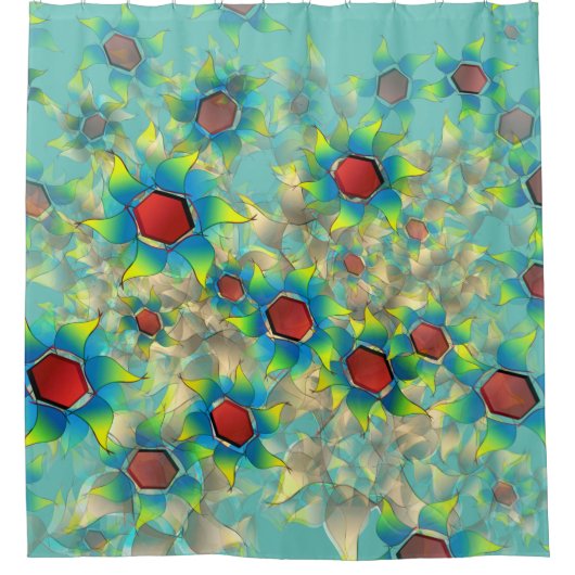 Verschiedene virtuelle Blume, bläuliche Blätter au Duschvorhang (Vorderseite)