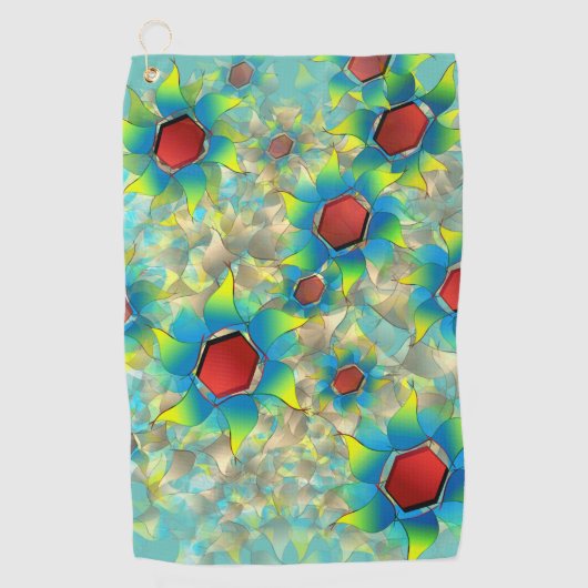 Verschiedene virtuelle Blume, bläuliche Blätter au Golfhandtuch (Vorderseite)