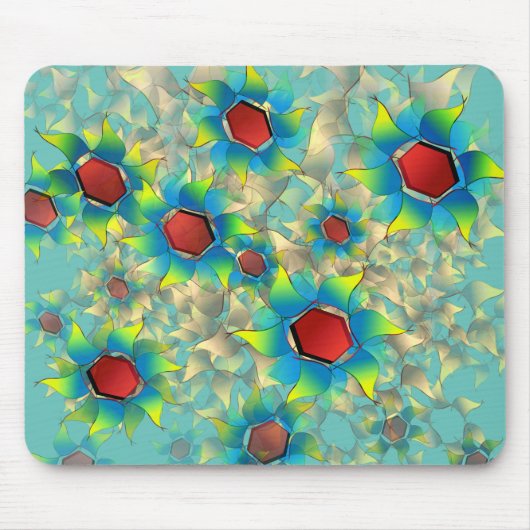 Verschiedene virtuelle Blume, bläuliche Blätter au Mousepad (Vorne)