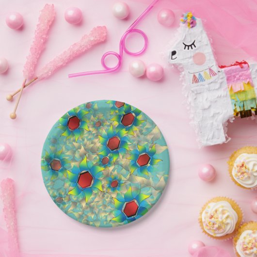 Verschiedene virtuelle Blume, bläuliche Blätter au Pappteller (Party)