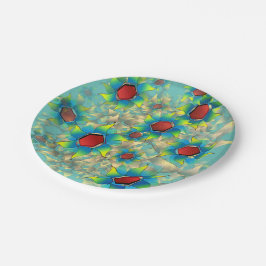 Verschiedene virtuelle Blume, bläuliche Blätter au Pappteller