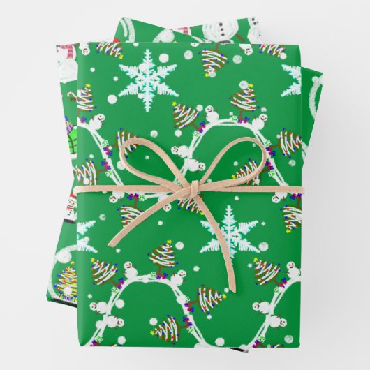 Verschiedene Weihnachtsschneemännchen-Papierblätte Geschenkpapier Set (Beispiel)